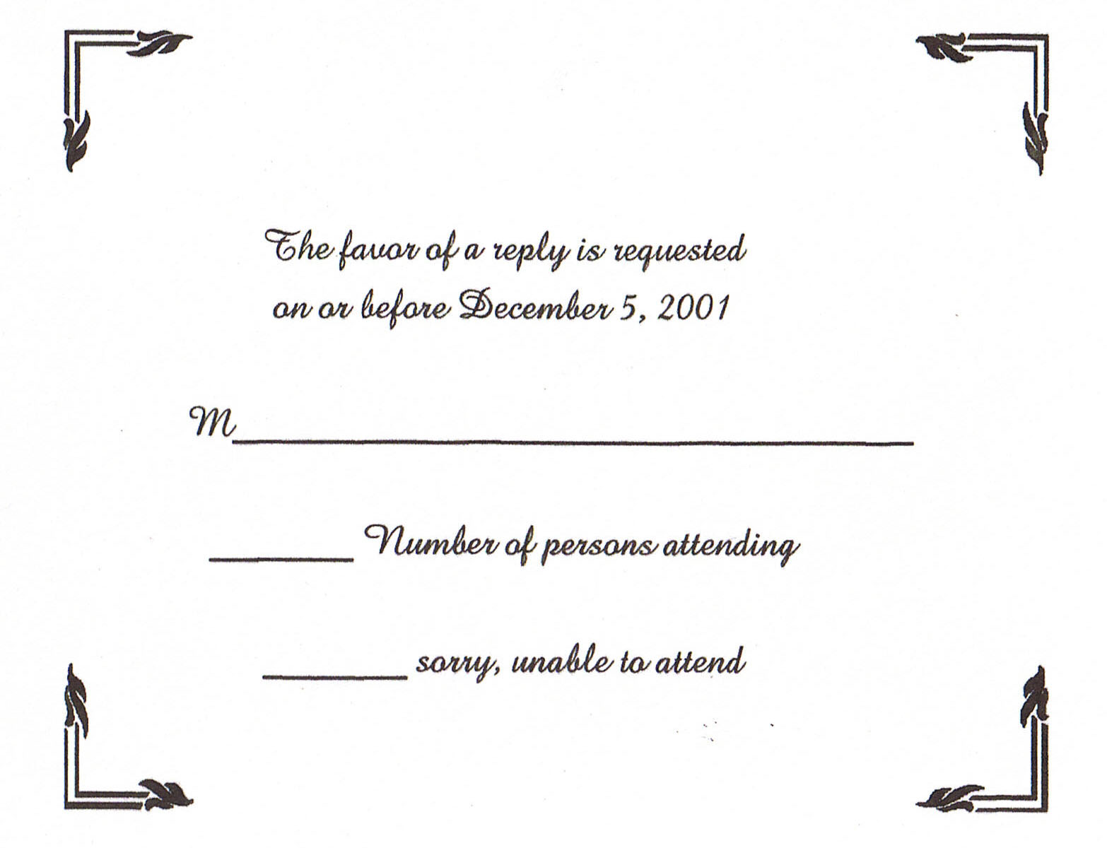 Wedding Response Card Template Invitations